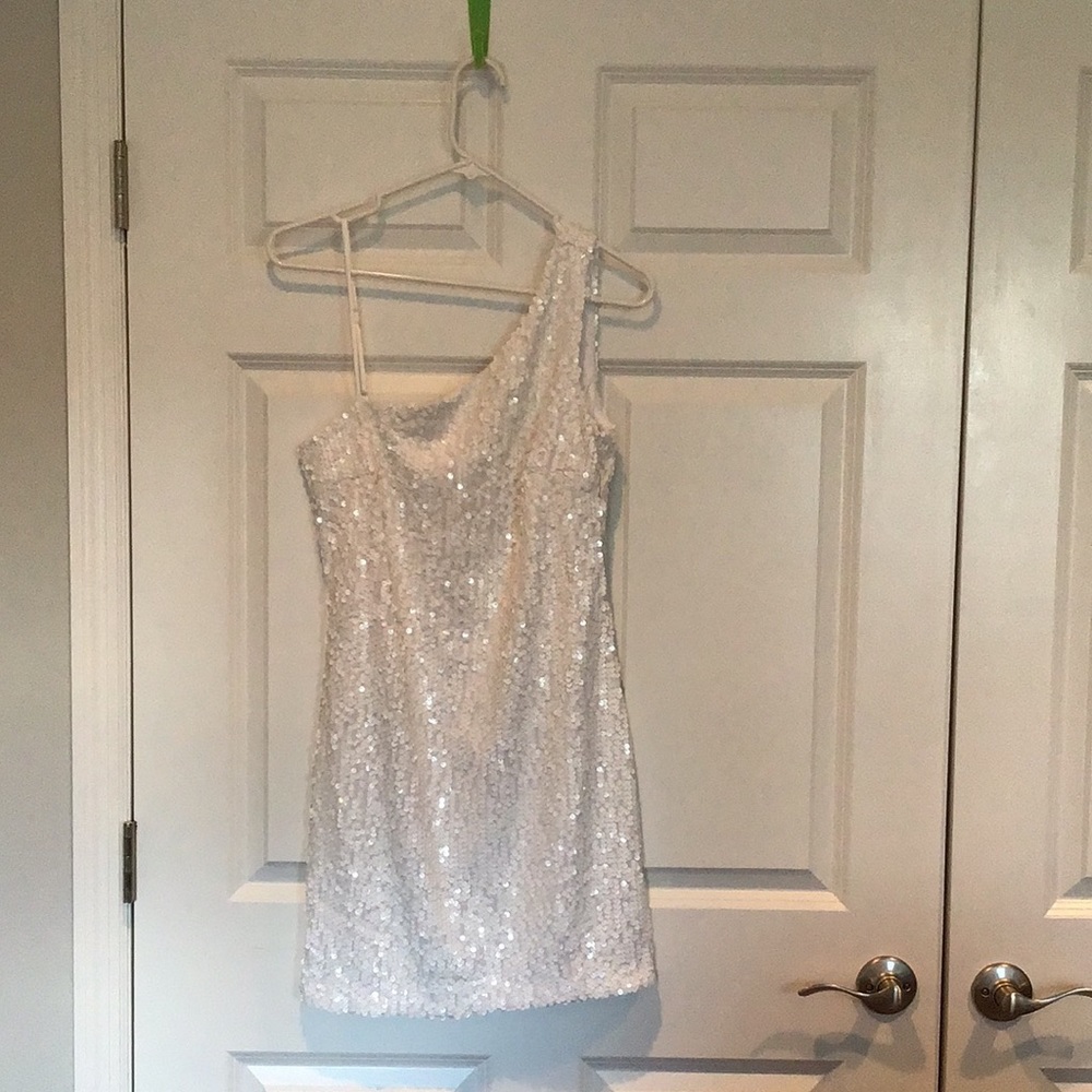 White Sequined Mini Dress